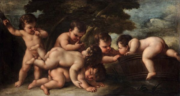 Scuola romana del XVIII secolo Gioco di putti  - Asta Dipinti antichi - Associazione Nazionale - Case d'Asta italiane