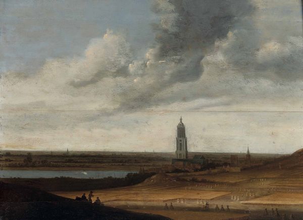 Jacob Izaaksoon van Ruisdael, Attribuito a : Veduta con campi di grano e cittadine sullo sfondo  - Asta Dipinti antichi - Associazione Nazionale - Case d'Asta italiane