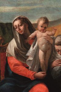 Francesco Zugno : Madonna in trono con i santi Antonio, Francesco e Gaetano da Thiene  - Asta Dipinti antichi - Associazione Nazionale - Case d'Asta italiane