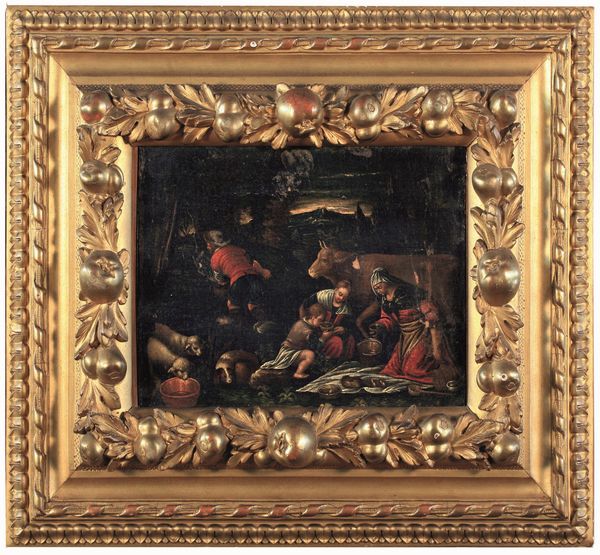 ,Jacopo Da Ponte detto Jacopo Bassano : Scene di genere con pastori e armenti  - Asta Disegni Antichi - Associazione Nazionale - Case d'Asta italiane