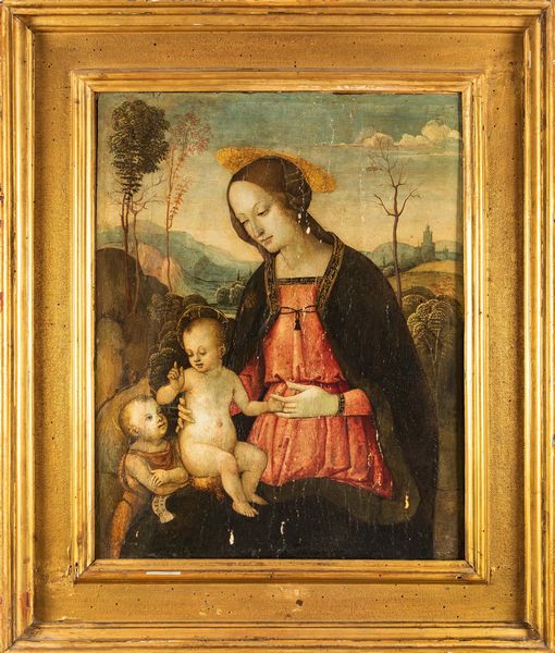 Scuola umbra del XVI secolo Madonna con Bambino e san Giovannino  - Asta Disegni Antichi - Associazione Nazionale - Case d'Asta italiane