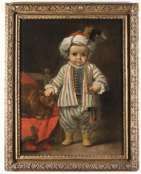 ,Sebastiano Ceccarini : Ritratto di bambino in abiti orientali con gatto  - Asta Disegni Antichi - Associazione Nazionale - Case d'Asta italiane