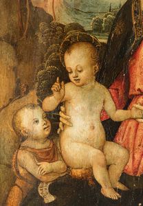 Scuola umbra del XVI secolo Madonna con Bambino e san Giovannino  - Asta Disegni Antichi - Associazione Nazionale - Case d'Asta italiane