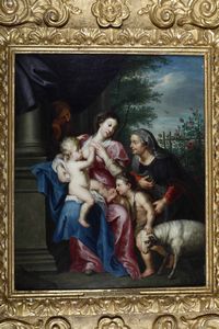 ,Balthasar Beschey : Sacra Famiglia con San Giovannino e Sant'Anna  - Asta Disegni Antichi - Associazione Nazionale - Case d'Asta italiane