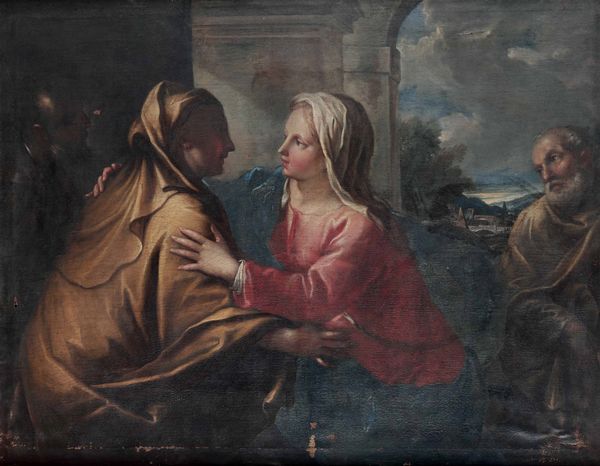 Scuola bolognese dell'inizio del XVIII secolo La Visitazione  - Asta Old Masters Paintings - Associazione Nazionale - Case d'Asta italiane