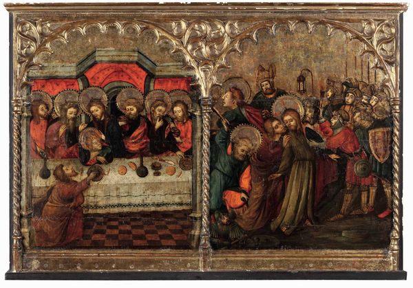 Pere Nicolau, Seguace di : L'Ultima Cena e la Cattura di Cristo nel Getsemani  - Asta Old Masters Paintings - Associazione Nazionale - Case d'Asta italiane