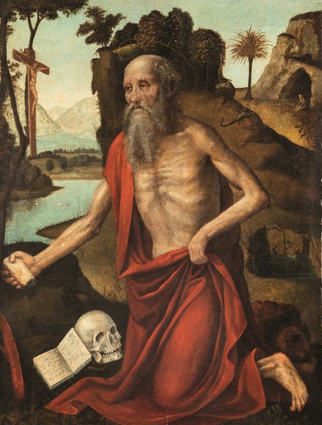 Ambrogio da Fossano detto il Bergognone, Ambito di : San Girolamo nel deserto  - Asta Old Masters Paintings - Associazione Nazionale - Case d'Asta italiane