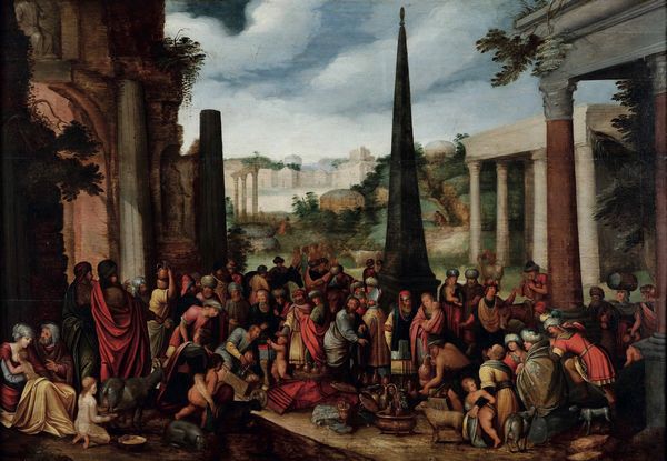 Scuola fiamminga del XVII secolo Lelemosina di Sant'Eligio sullo sfondo del Campo Vaccino a Roma  - Asta Old Masters Paintings - Associazione Nazionale - Case d'Asta italiane