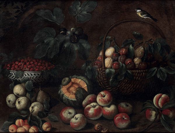 Scuola del XVIII secolo Natura morta con cesta, frutti e uccellino  - Asta Old Masters Paintings - Associazione Nazionale - Case d'Asta italiane