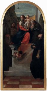 Francesco Zugno : Madonna in trono con i santi Antonio, Francesco e Gaetano da Thiene  - Asta Old Masters Paintings - Associazione Nazionale - Case d'Asta italiane