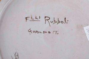 Coppia di piatti da parata<BR>Gualdo Tadino, Manifattura Rubboli, 1920-1926 circa  - Asta Maioliche e Porcellane - Associazione Nazionale - Case d'Asta italiane