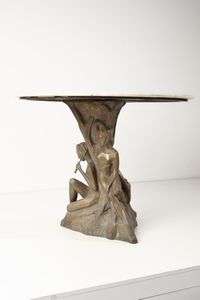 MANIFATTURA ITALIANA : Tavolo con base scultorea raffigurante delle ninfe  - Asta Asta 364 | DESIGN E ARTI DECORATIVE DEL NOVECENTO - DESIGN (Online) Online - Associazione Nazionale - Case d'Asta italiane