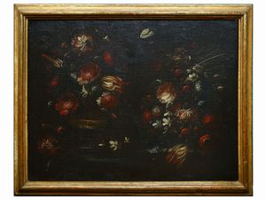 ,Scuola lombarda del XVII secolo : Nature morte con fiori  - Asta House Sale: La casa fiorentina di un collezionista - Associazione Nazionale - Case d'Asta italiane