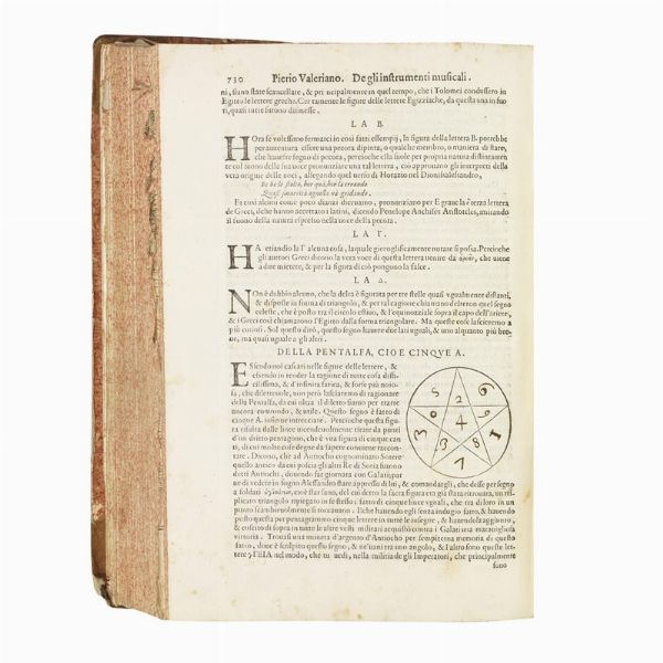 (Geroglifici - Occulta - Illustrati 500)   VALERIANO, Pierio.   Ieroglifici, ouero Commentari delle occulte significationi de gli Egittij, & d’altre nationi.   In Venetia, appresso Gio. Antonio, e Giacomo De’ Franceschi, 1602.  - Asta Libri, manoscritti e autografi - Associazione Nazionale - Case d'Asta italiane