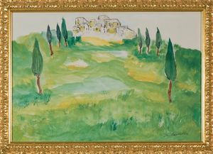 ,Michele Cascella : Veduta di Cassino  - Asta Arte Moderna e Contemporanea - Associazione Nazionale - Case d'Asta italiane