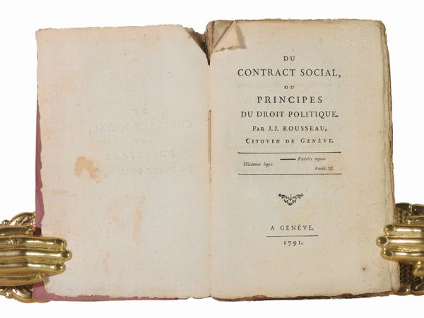 Jean-Jacques Rousseau : Du Contrat Social, ou Principes du Droit Politique  - Asta Libri Antichi e Libri d'Arte - Associazione Nazionale - Case d'Asta italiane