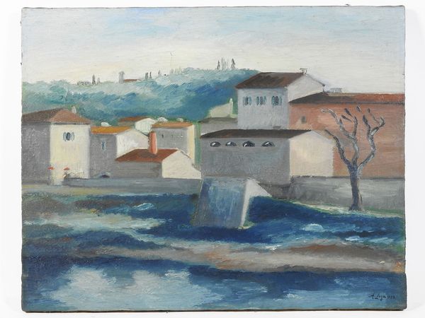 Achille Lega : Paesaggio toscano 1932  - Asta L'Arte di Arredare - Associazione Nazionale - Case d'Asta italiane