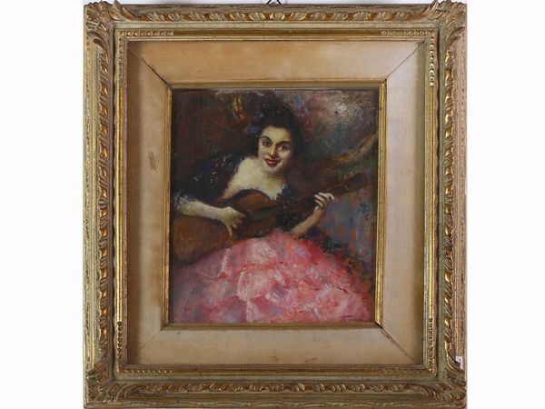 Ritratto di donna con chitarra  - Asta L'Arte di Arredare - Associazione Nazionale - Case d'Asta italiane