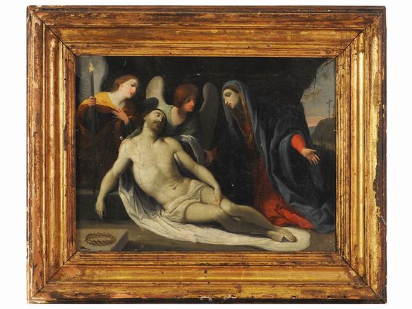Giuseppe Bartolomeo Chiari attribuito : Compianto su cadavere di Cristo, da Guido Reni  - Asta L'Arte di Arredare - Associazione Nazionale - Case d'Asta italiane