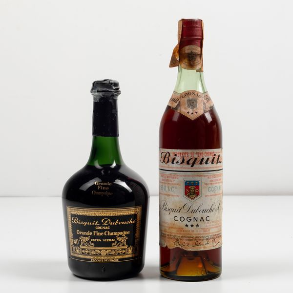 Bisquit Dubouch, Grande Fine Champagne Cognac Extra Vieille<BR>Bisquit Dubouch, Cognac Tre Stelle  - Asta Spirito del tempo  - Associazione Nazionale - Case d'Asta italiane