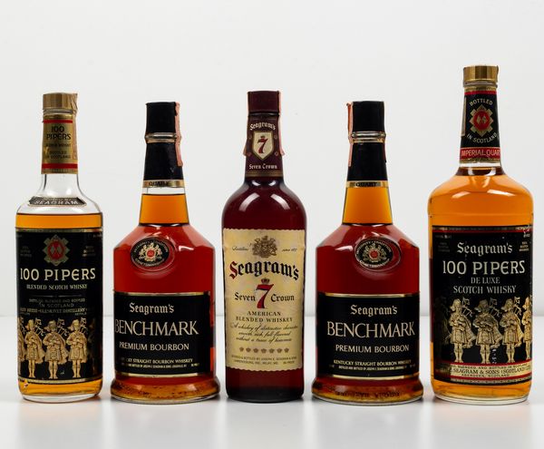 Seagram's, 100 Pipers Blended Scotch Whisky<BR>Seagram's, Benchmark Kentucky Straight Bourbon Whiskey<BR>Seagram's, Seven Crown American Blended Whiskey  - Asta Spirito del tempo  - Associazione Nazionale - Case d'Asta italiane