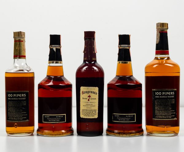 Seagram's, 100 Pipers Blended Scotch Whisky<BR>Seagram's, Benchmark Kentucky Straight Bourbon Whiskey<BR>Seagram's, Seven Crown American Blended Whiskey  - Asta Spirito del tempo  - Associazione Nazionale - Case d'Asta italiane