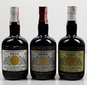 Bodegas La Plaza Vieja, Rare Cream Sherry<BR>Bodegas La Plaza Vieja, Rare Fino Sherry<BR>Bodegas La Plaza Vieja, Rare Amontillado Sherry  - Asta Spirito del tempo  - Associazione Nazionale - Case d'Asta italiane