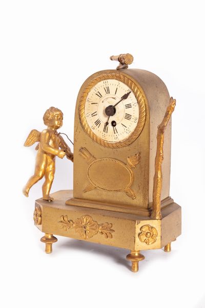 Pendola in bronzo dorato con amorino, secolo XIX  - Asta Incanti d'Arte - Associazione Nazionale - Case d'Asta italiane