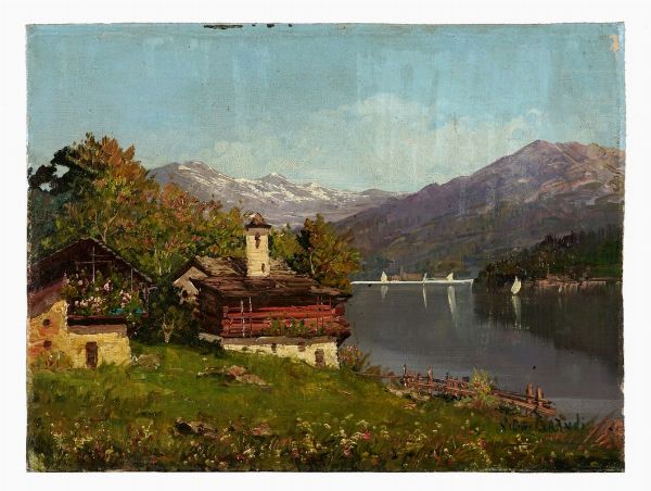 VINCENT DE GRANDI : La casa sul lago.  - Asta Stampe, disegni e dipinti antichi, moderni e contemporanei   - Associazione Nazionale - Case d'Asta italiane