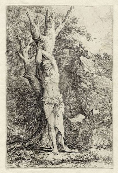 Salvator Rosa : Sant'Alberto compagno di san Guglielmo di Malavalle.  - Asta Stampe, disegni e dipinti antichi, moderni e contemporanei   - Associazione Nazionale - Case d'Asta italiane