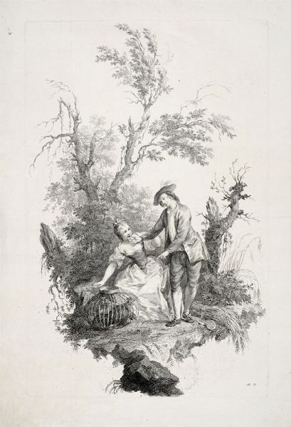 CARLE VERNET : Le Loup et le Chien / Le Cerf se voyant dans l'eau.  - Asta Stampe, disegni e dipinti antichi, moderni e contemporanei   - Associazione Nazionale - Case d'Asta italiane