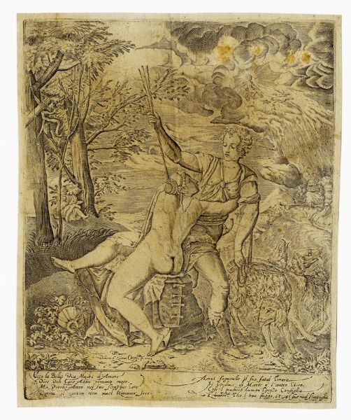 DOMENICO ZENOI : Venere e Adone.  - Asta Stampe, disegni e dipinti antichi, moderni e contemporanei   - Associazione Nazionale - Case d'Asta italiane