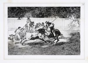 FRANCISCO GOYA Y LUCIENTES : El Esforzado Rendon Picando un Toro, de Cuya Suerte Muri en la Plaza de Madrid.  - Asta Stampe, disegni e dipinti antichi, moderni e contemporanei   - Associazione Nazionale - Case d'Asta italiane