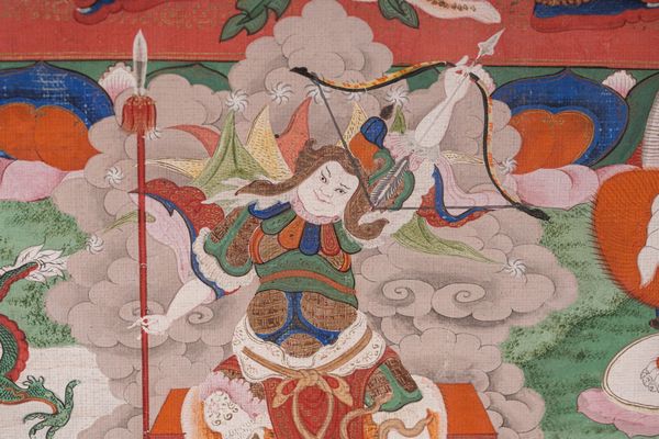 Arte Himalayana : Thangka raffigurante Vajrapani  Sino-Tibet, XIX secolo  - Asta Asta 373 | ARTE ORIENTALE E ISLAMICA - ARTE ORIENALE E WUNDERKAMMER Online - Associazione Nazionale - Case d'Asta italiane