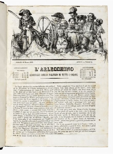 L'Arlecchino giornale comico politico di tutti i colori.  - Asta 	Libri, autografi e manoscritti - Associazione Nazionale - Case d'Asta italiane