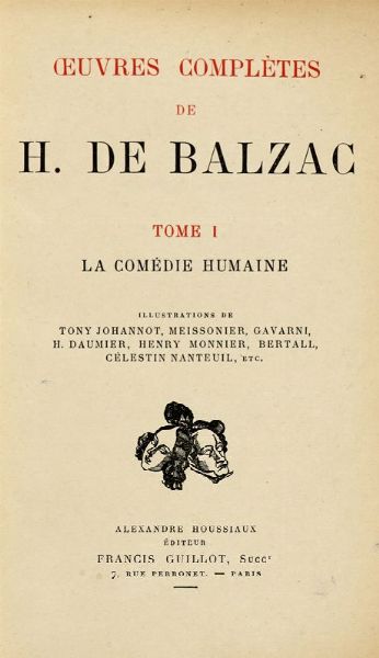 HONOR (DE) BALZAC : Oeuvres completes [?] Tome I (-XX). La comdie humaine...  - Asta 	Libri, autografi e manoscritti - Associazione Nazionale - Case d'Asta italiane