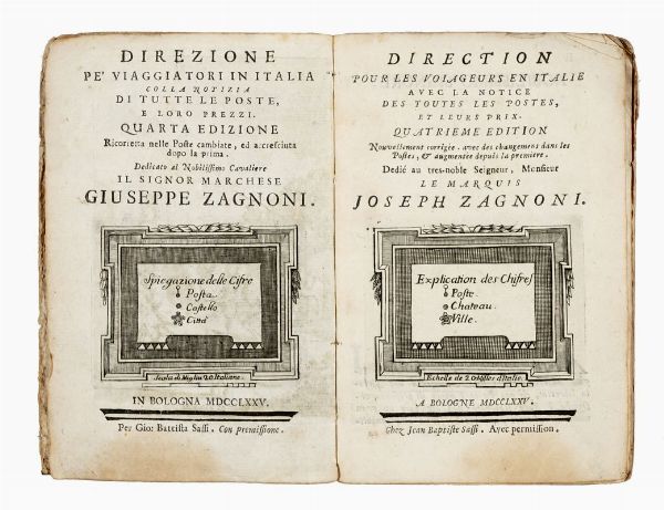 CARLO BARBIERI : Direzione pe' viaggiatori in Italia, colla notizia di tutte le poste e loro prezzi. Quarta edizione.  - Asta 	Libri, autografi e manoscritti - Associazione Nazionale - Case d'Asta italiane