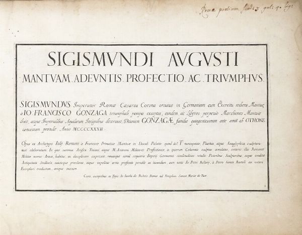 PIETRO SANTI BARTOLI : Sigismundi Augusti Mantuam Adeuntis Profectio ac Triumphus.  - Asta 	Libri, autografi e manoscritti - Associazione Nazionale - Case d'Asta italiane