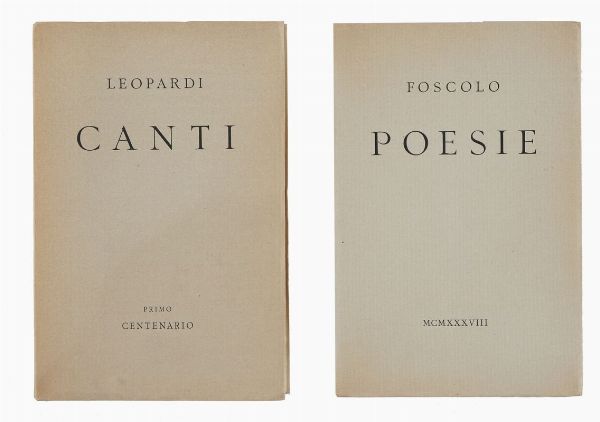 GIACOMO LEOPARDI : Canti.  - Asta 	Libri, autografi e manoscritti - Associazione Nazionale - Case d'Asta italiane