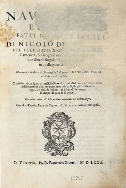 NICOLAS NICOLAY : Le navigationi et viaggi, fatti nella Turchia [...] con diverse singolarit viste, & osservate in quelle parti dall'autore.  - Asta 	Libri, autografi e manoscritti - Associazione Nazionale - Case d'Asta italiane