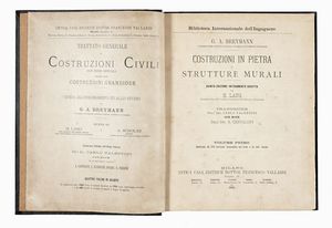 NICOLA CAVALIERI SAN-BERTOLO : Istituzioni di architettura statica e idraulica [...] volume primo (-secondo).  - Asta 	Libri, autografi e manoscritti - Associazione Nazionale - Case d'Asta italiane