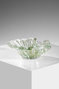 BAROVIER ERCOLE (1889 - 1974) - Coppa della serie zebrati, filamento in vetro verde