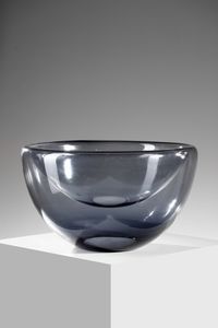 VISTOSI GINO (1925 - 1980) - Vaso/coppa della serie Bola in vetro trasparente azzurrino per  Vetreria Vistosi