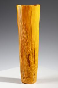 ZUCCHERI TONI (1937 - 2008) : Vaso Cilindrico in vetro arancio e cristallo della serie Tronchi mod. 714.3  - Asta Asta 376 | VETRI DI MURANO E DEL XX SECOLO E CERAMICHE - VETRI DI MURANO E FRANCESI, CERAMICHE Virtuale - Associazione Nazionale - Case d'Asta italiane