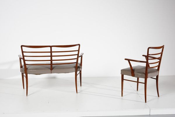 BUFFA PAOLO (1903 - 1970) : attribuito. Divano e tre poltroncine  - Asta Asta 378 | DESIGN E ARTI DECORATIVE DEL NOVECENTO - DESIGN Online - Associazione Nazionale - Case d'Asta italiane