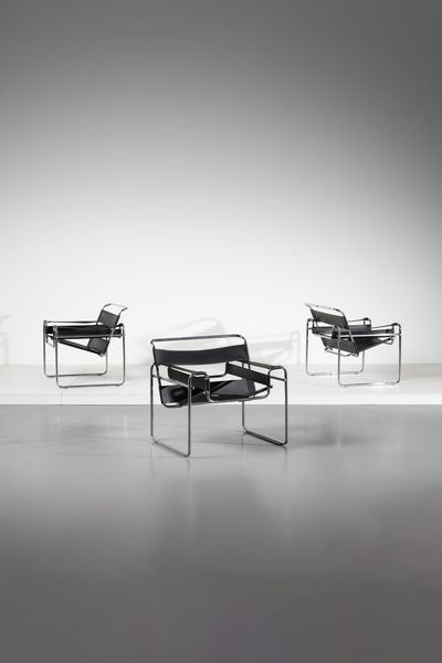 BREUER MARCEL LAJOS (1902 - 1981) : nello stile di. Tre poltrone Wassily  - Asta Asta 378 | DESIGN E ARTI DECORATIVE DEL NOVECENTO - DESIGN Online - Associazione Nazionale - Case d'Asta italiane