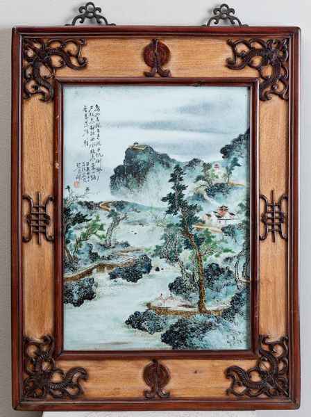 Placche in porcellana raffiguranti le quattro stagioni con iscrizioni, Cina, Repubblica, XX secolo  - Asta Fine chinese works of art - Associazione Nazionale - Case d'Asta italiane