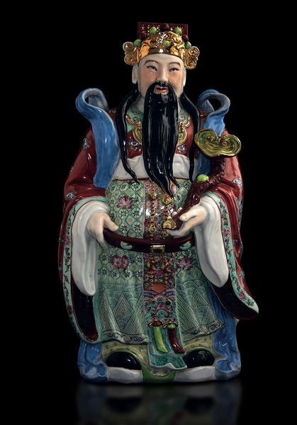 Grande figura di saggio in porcellana a smalti policromi, Cina, Repubblica, XX secolo  - Asta Fine chinese works of art - Associazione Nazionale - Case d'Asta italiane