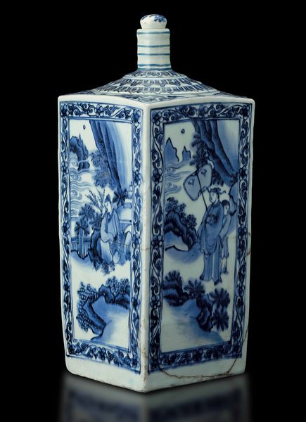 Bottiglia in porcellana bianca e blu con figure di saggi entro paesaggio, Cina, Dinastia Qing, epoca Shunzhi (1644-1661)  - Asta Fine chinese works of art - Associazione Nazionale - Case d'Asta italiane