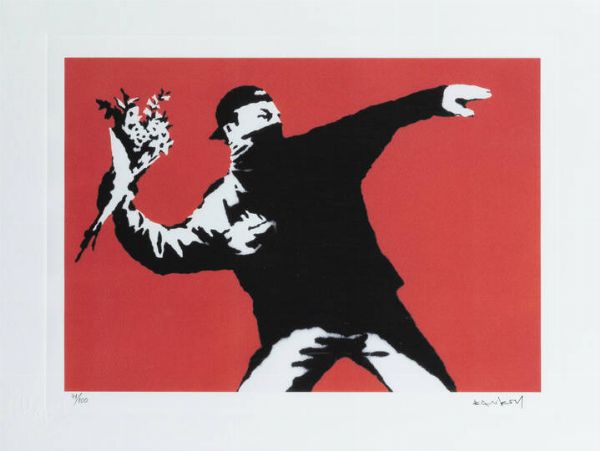 BANSKY (D'APRES) : Love is the air  - Asta Grafica - Associazione Nazionale - Case d'Asta italiane